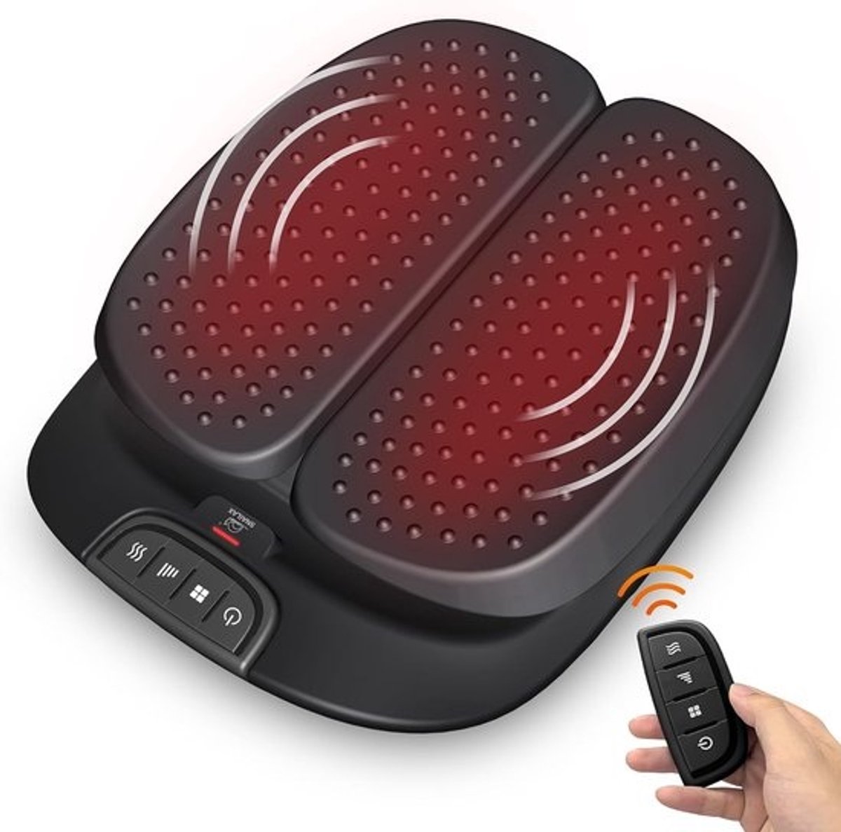 Voetmassageapparaat - Elektrische Verwarmer - Ontspanning Thuis - Afstandsbediening Inclusief - 39x30x10 cm - Zwart