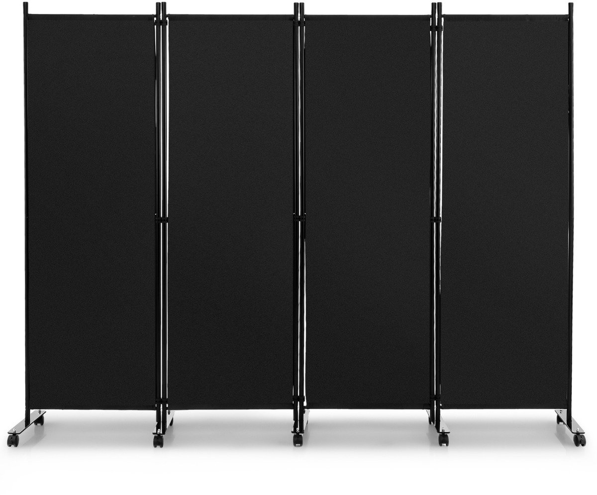 SureDeal® - Kamerscherm - Ruimteverdeler Wieltjes Delig - 225x30x173 cm - Zwart