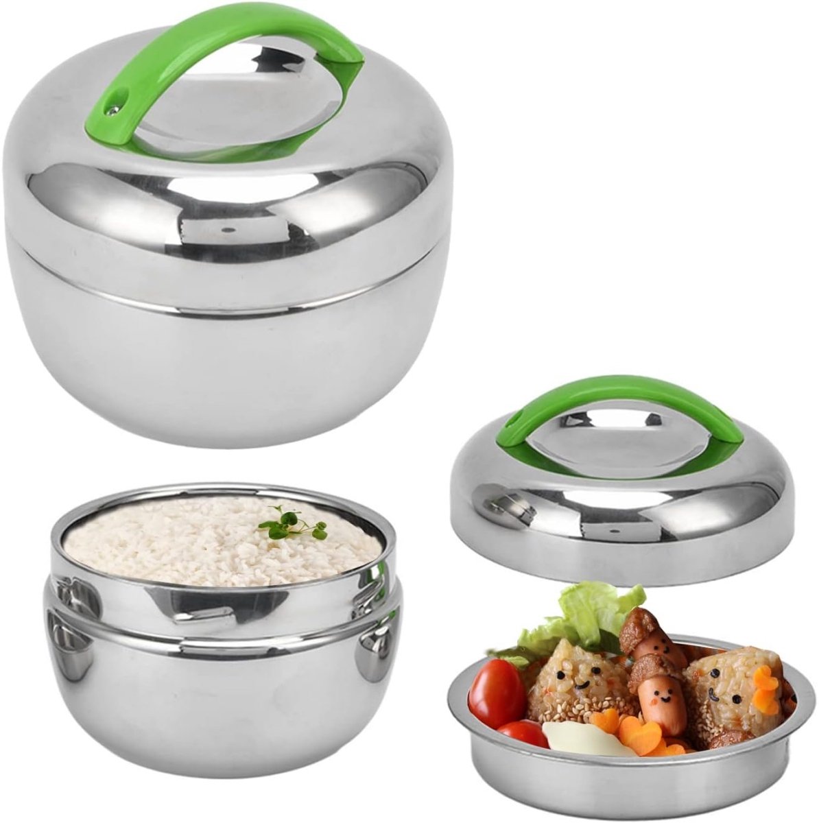 longziming - Thermo Lunchbox - Geïsoleerde Maaltijdcontainer - Vakuum Voedselcontainer - Temperatuurbehoud - Lekvrij Ontwerp - Roestvrij Staal - BPA-Vrij - Ideaal Voor Onderweg - 1 Stuk
