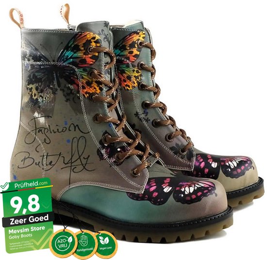 GOBY Fashion Butterfly Laarzen – Handmade – Vegan Leer – Dames – Maat 35