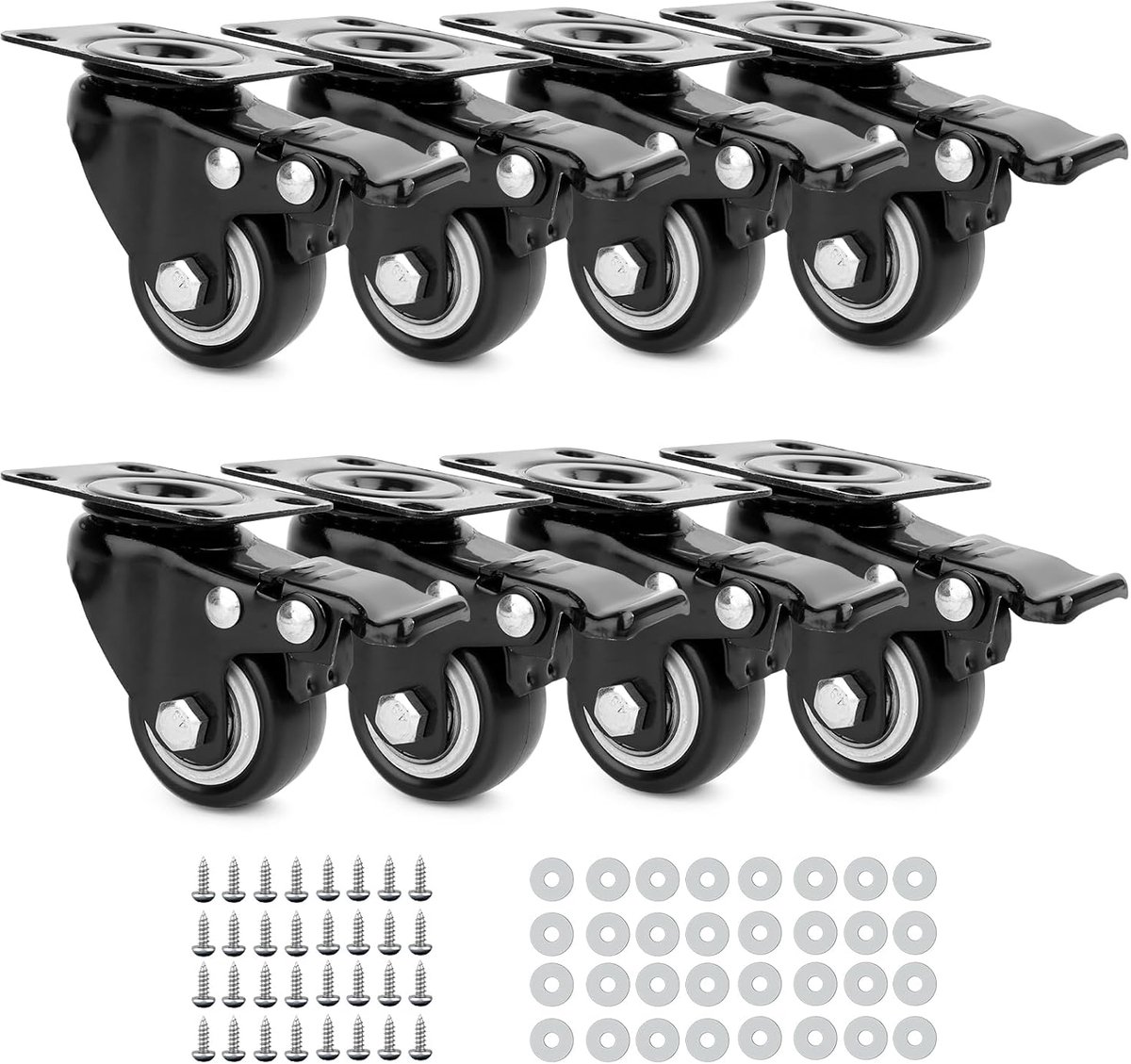 LWMTT Meubelwielen, 8 stuks, 40 mm, zware wielen met rem, 360° wielen voor meubels, 8 stuks tot 200 kg, stille - ShopVlot