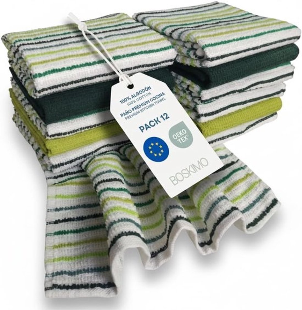 Keukendoeken Katoen - Theedoeken Badstof - Keuken Schoonmaken - Zeer Absorberend - 12 Stuks - Aura Groen