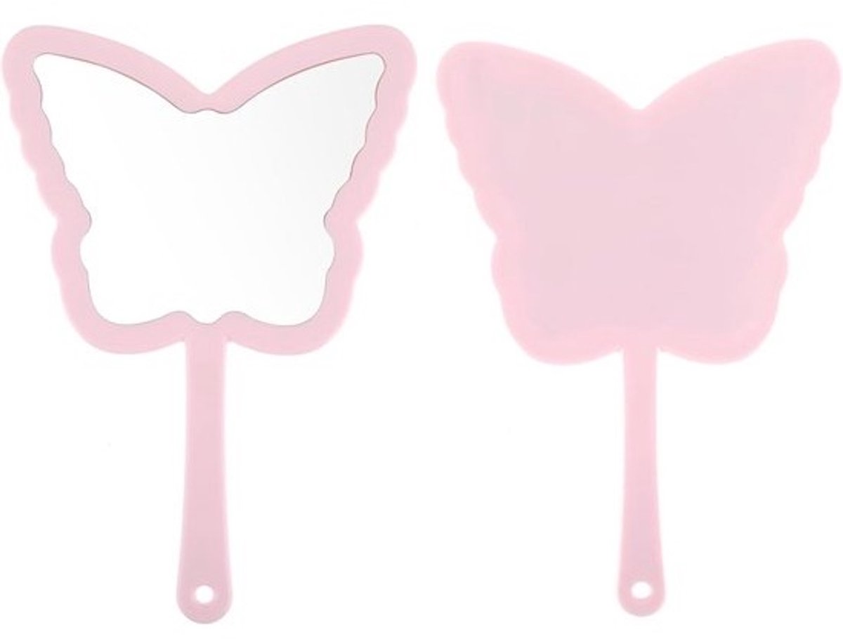 Decoratieve Vlindervormige Handspiegel - Roze Cosmetische Spiegel voor Vrouwen en Studenten - Perfect voor Valentijnsdag en Reizen