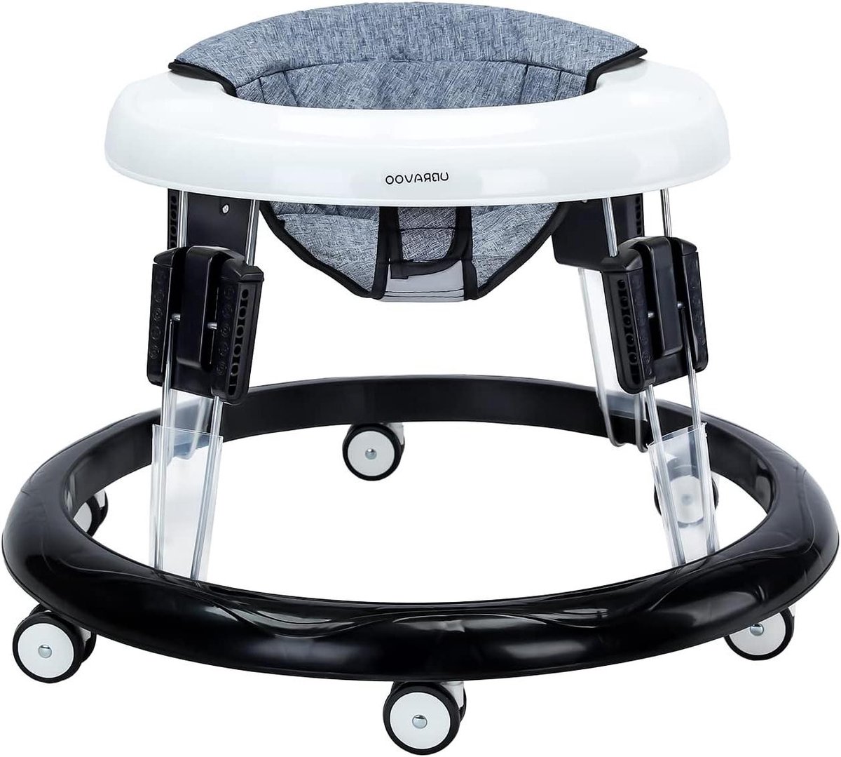 Baby loopstoeltje - Looptrainer verstelbaar - Baby leren lopen - 9 Hoogteverstellingen - 6 Universele wielen - Grijs