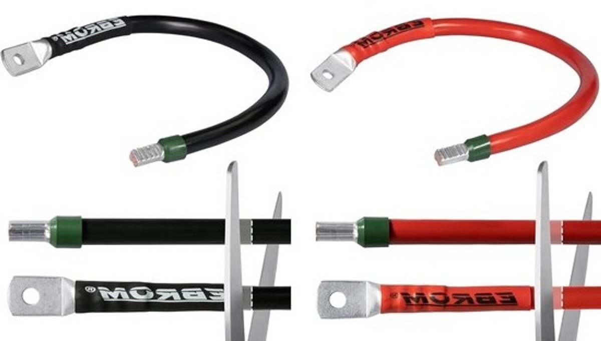 Batterijkabel Rood Zwart - Stroomkabel Accu - Energie Overbrengen - Met Kabelschoen M10 - 10 mm 2 - Rood Zwart
