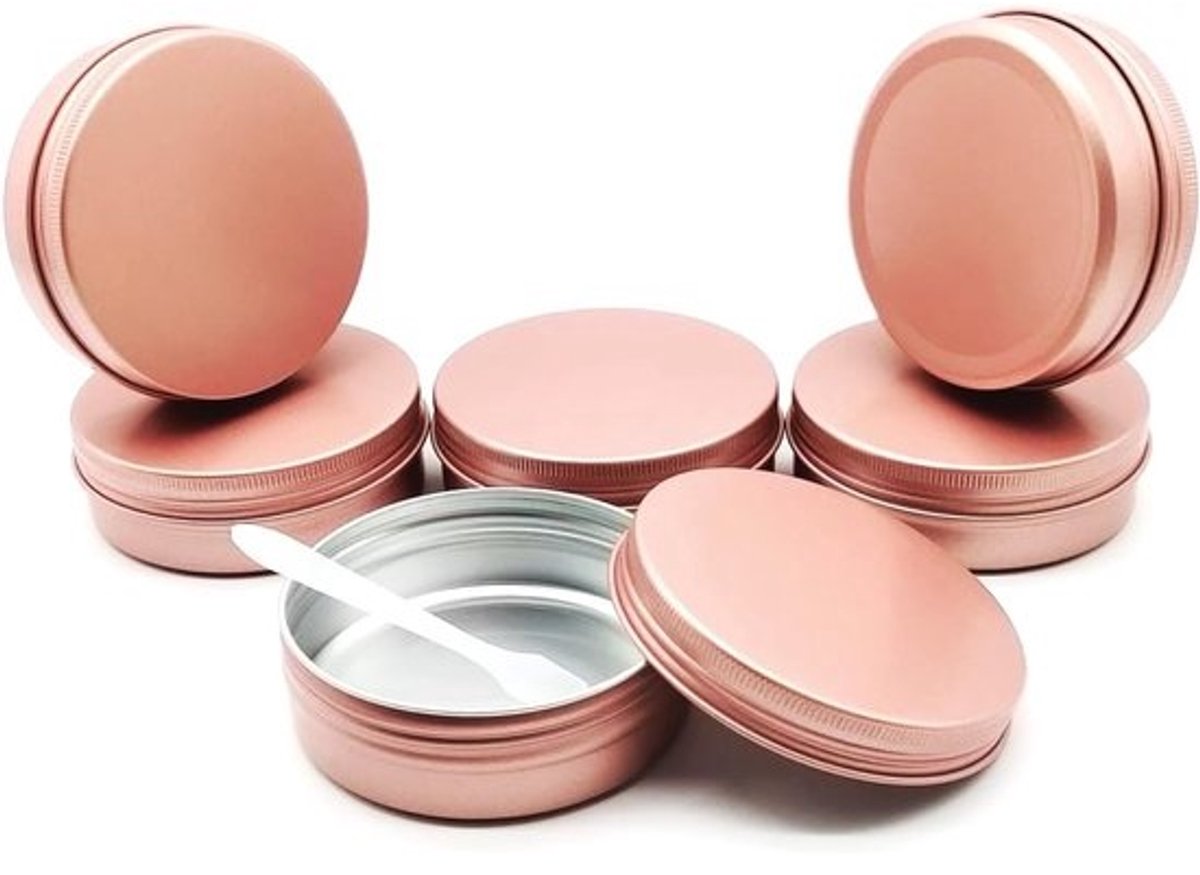 100ml Aluminium Potjes met Schroefdop - 6 Stuks Matte Roze Reiskosmetiek - Lekvrij voor Cosmetica en Levensmiddelen