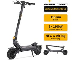 Ausom DT2 Pro 2026 NIEUW MODEL Elektrische Scooter – Dubbele 1100W Motoren, 23,4Ah Accu, Bereik 115km, Hydraulische Schijfremmen, Rocker-Arm Vering, 10" Tubeless Banden, Max. 297 lbs, NFC & AirTag Beveiliging – Grijs