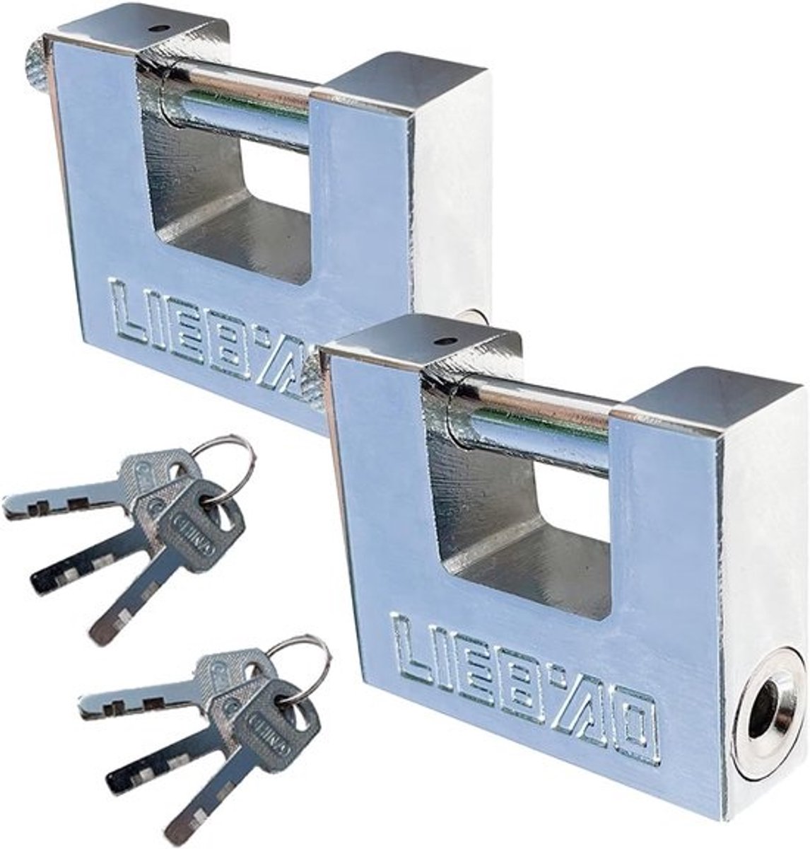 Robuust Veiligheidshangslot RVS, 60mm Inbraakwerend met Sleutel voor Containers en Poorten (2 Stuks)