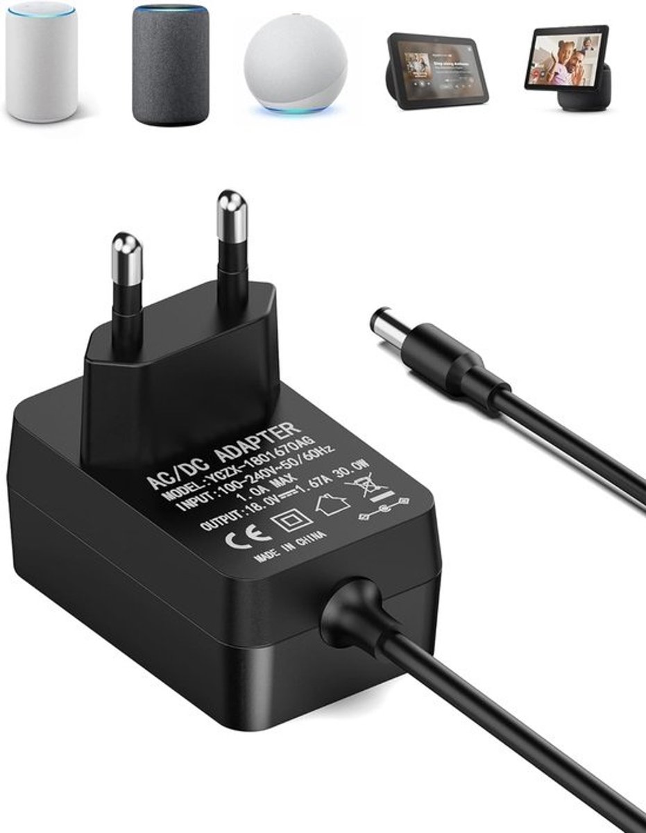 30W Vervangende Oplader met 1,5m Kabel voor Echo Apparaten