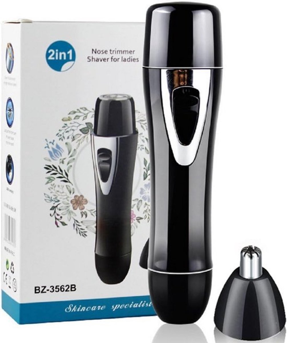 Elektrische Ladyshaver - Gezichtshaar Trimmer - Haren Verwijderen - 2-in-1 Functie - 20 x 15 x 4 cm - Wit