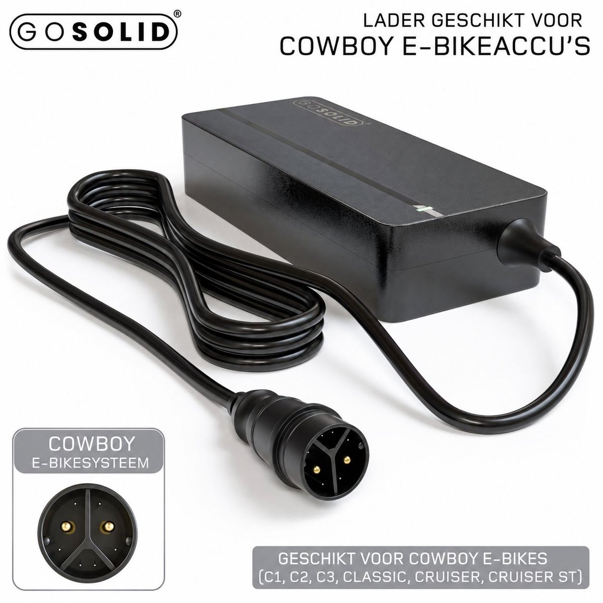 GO SOLID! Oplader 42V geschikt voor Cowboy C1, C2, C3, C4, Classic, Cruiser en Cruiser ST