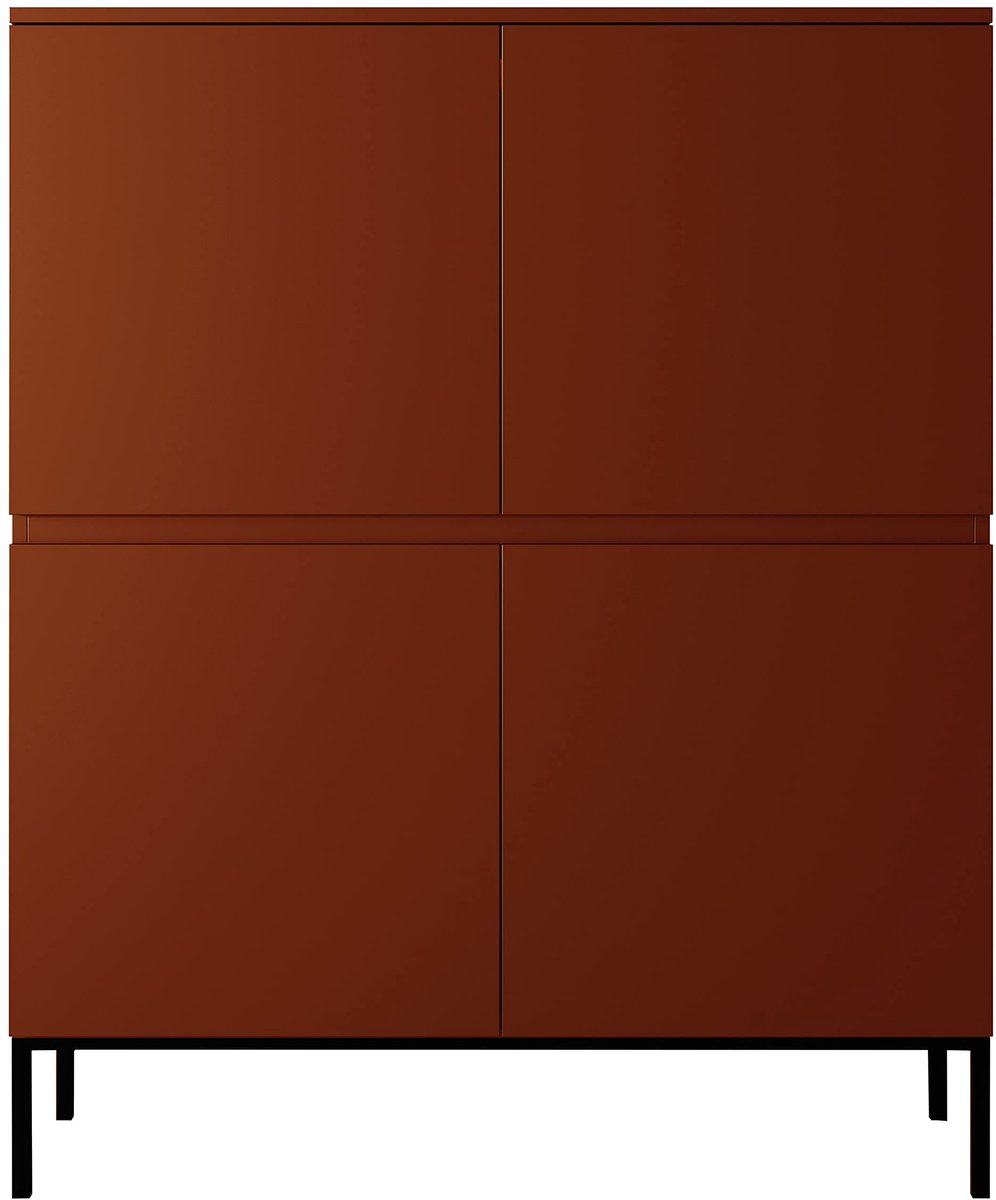 Selsey Bemmi Dressoir 100 cm in Baksteen Moderne Kast met 4 Deuren en Zwarte Stalen Poten Elegante Opbergkast voor de - ShopVlot