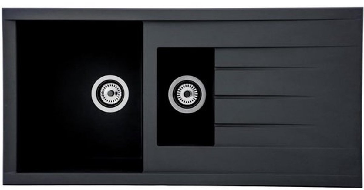 Inbouwwastafel Zwart Mineralite 100x50 cm - Geschikt voor Onderkast Vanaf 60 cm