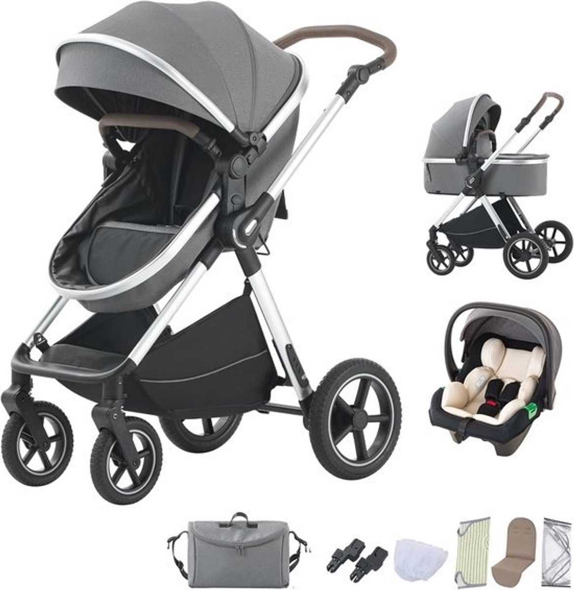 3-in-1 Combistroller voor Baby's - Luxe Vouwbare Systeem - Geschikt voor Nieuwe Kinderen