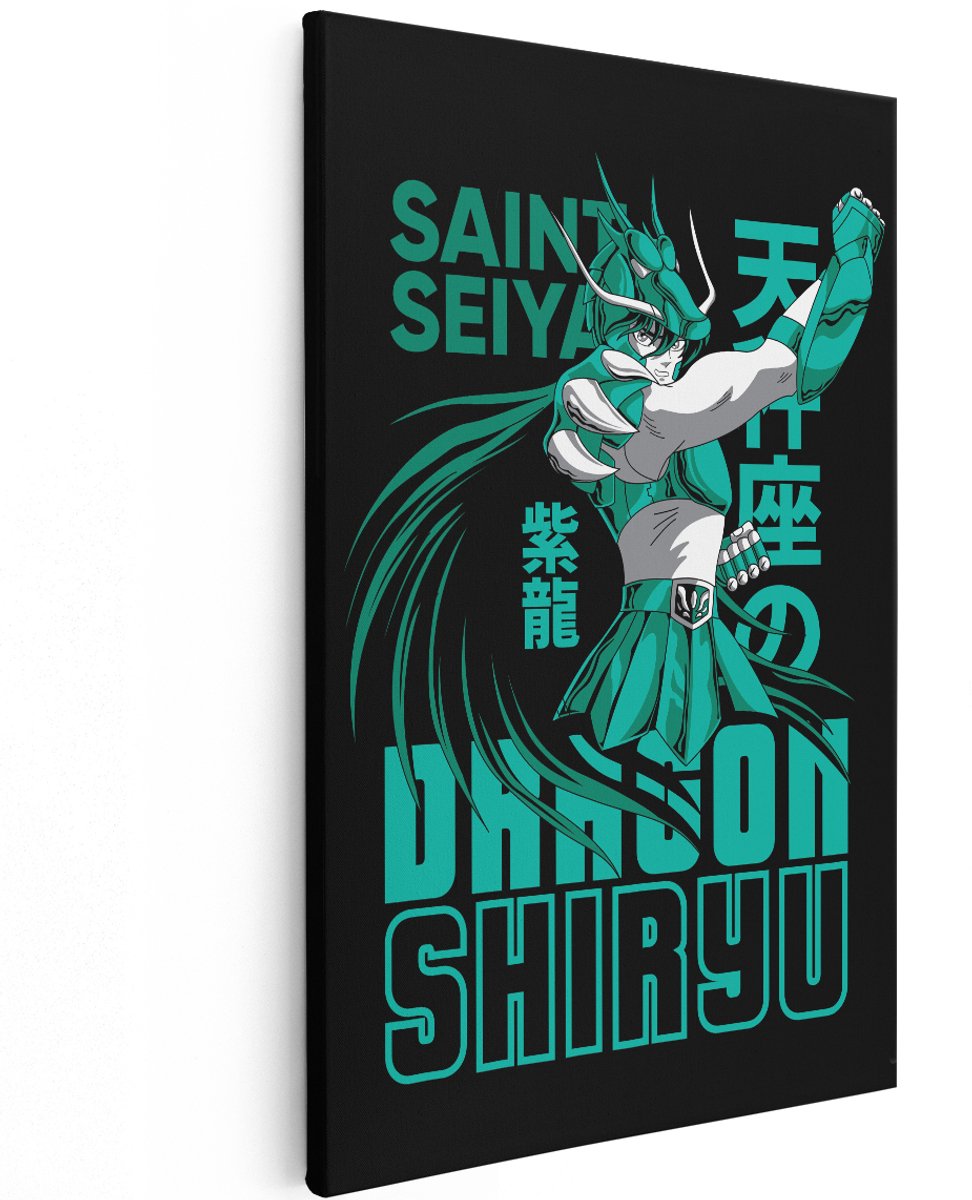 Artaza Canvas Schilderij Shiryu Saint Seiya - 120x180 cm - Groot - Wanddecoratie Anime Draak - Muurdecoratie Slaapkamer Jongen - Decoratie Japan