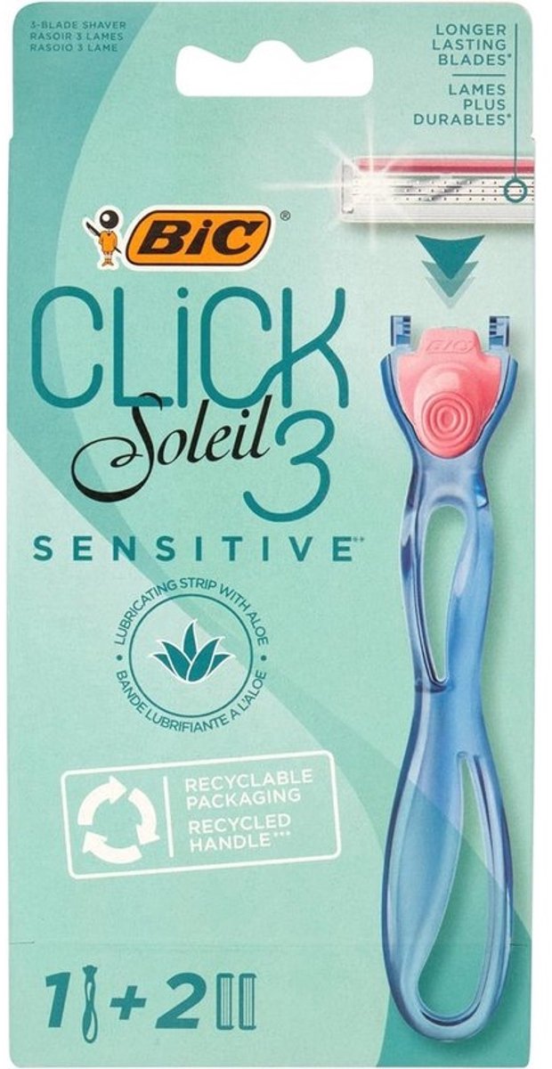 Sensitive Scheermes voor Vrouwen - 2 Verwisselbare Scheermesjes met Aloë Vera en Vitamine E, Duurzaam Materiaal, 2-Pack