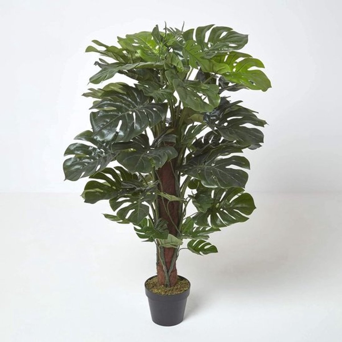 Grote kunstmatige monstera boom 120 cm - Realistische Zwitserse kaasplant in zwarte pot