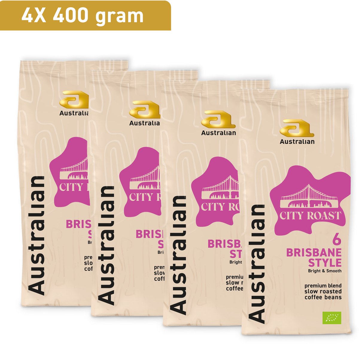 Koffie australian brisbane bonen biologisch | 4 stuks