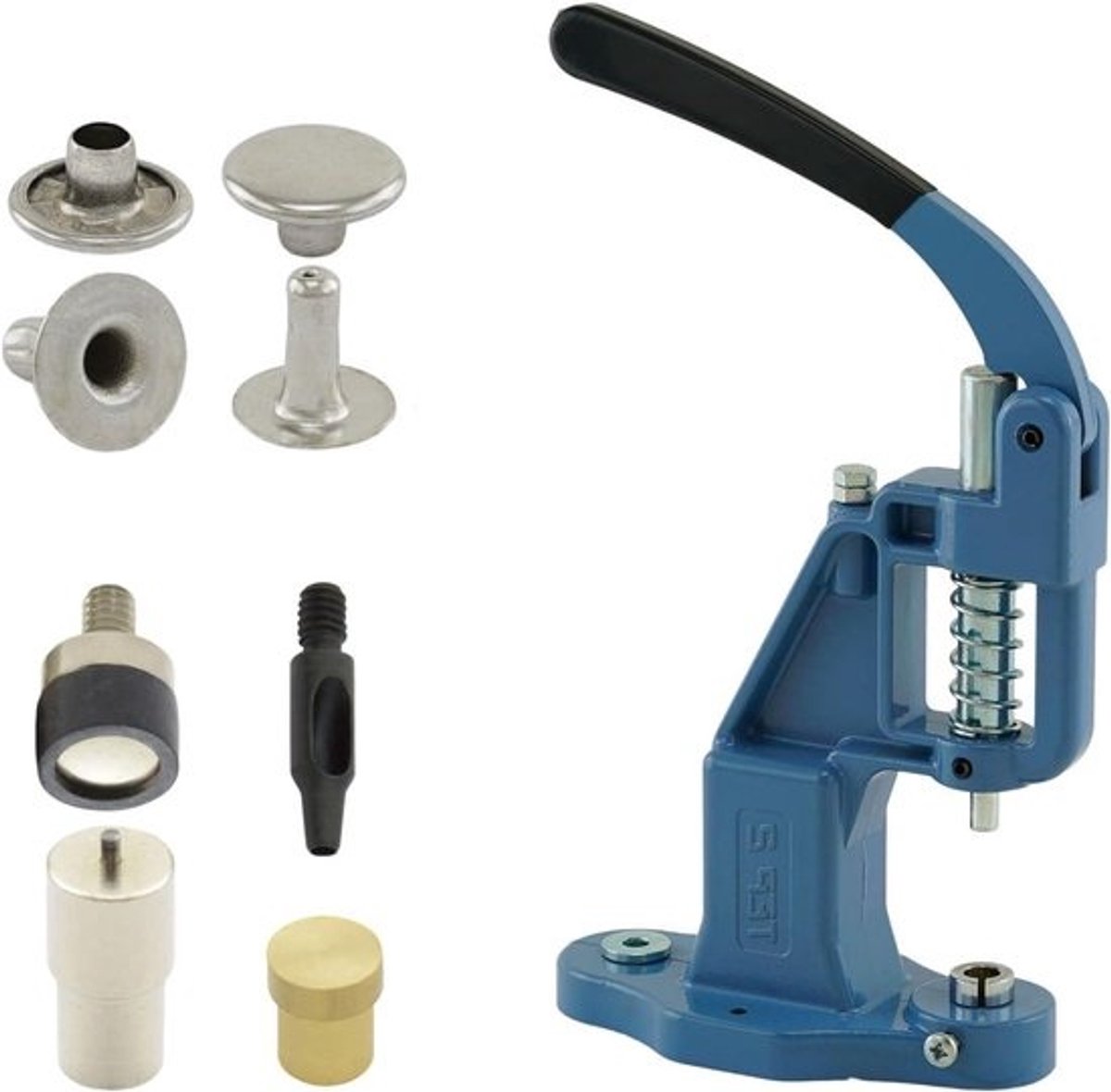 Nietpersset - Handpers - Kleding Repareren - Compleet Gereedschap - 50 Nieten - Zilver