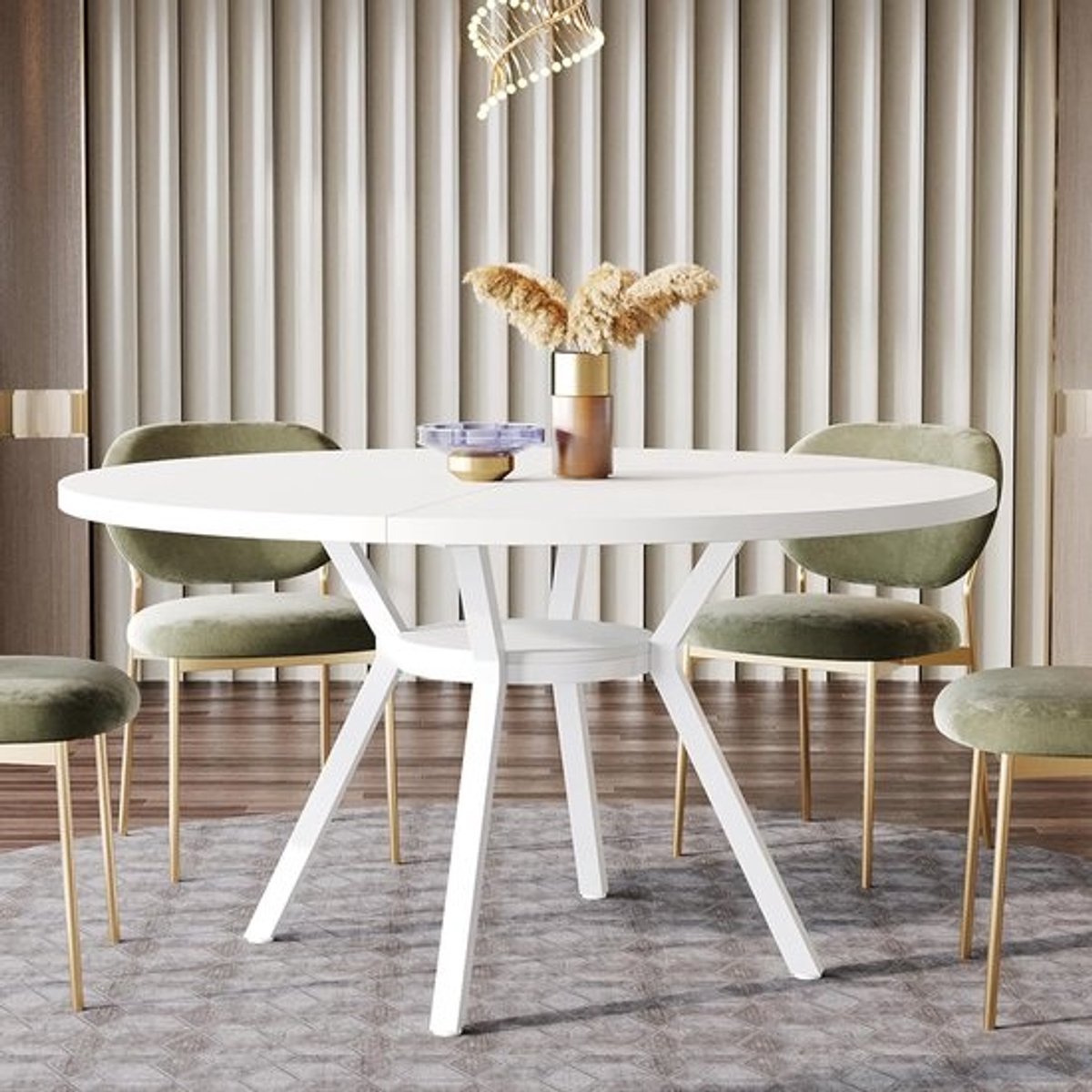 Ronde eettafel 120 cm voor 4 personen - Scandinavische stijl - Stabiele metalen basis