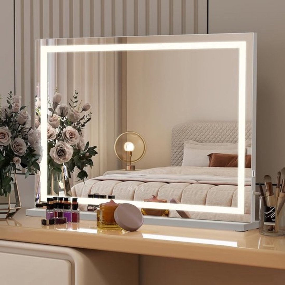 Hollywood Make-upspiegel met Verlichting, Dimbaar en 3 Kleurtemperaturen - 80 x 56 cm