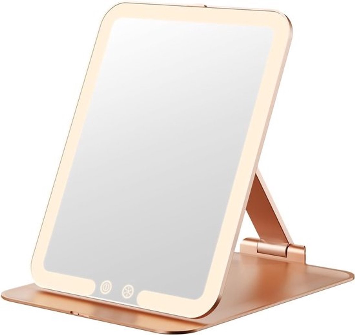 Draagbare Make-up Spiegel Met Verlichting - Oplaadbare Opvouwbare Tafelspiegel Met 3 Lichtkleuren