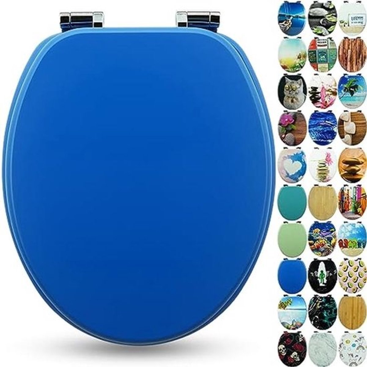 Premium toilet seat with soft-close mechanism and decorative designs