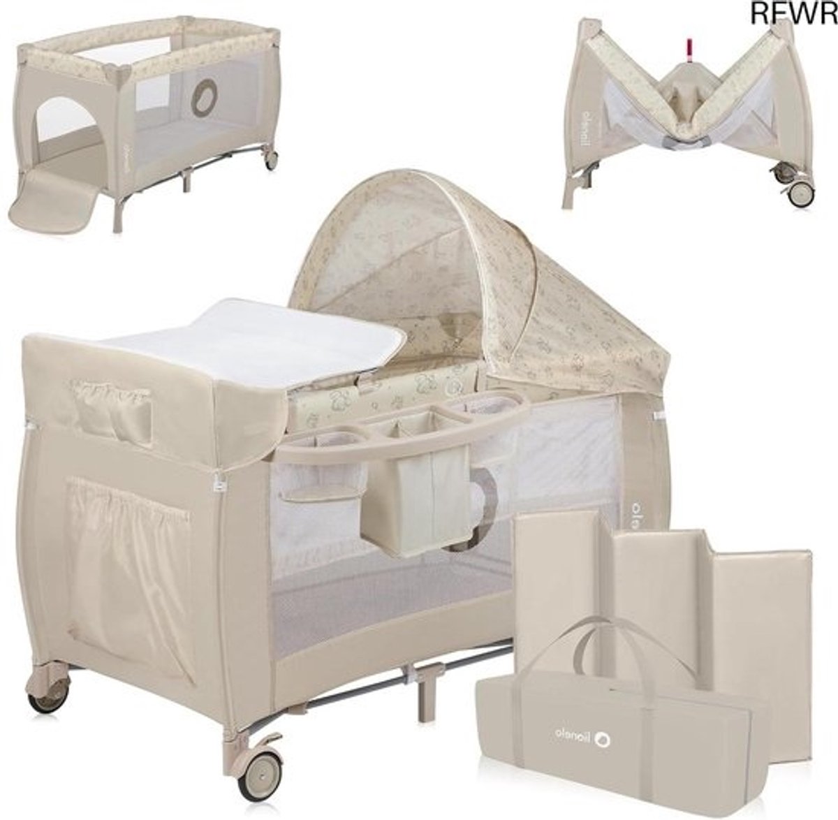 RFWR® 4-in-1 Reisbed en Babybox - Draagbaar Ledikant met Verstelbare Hoogte en Commode