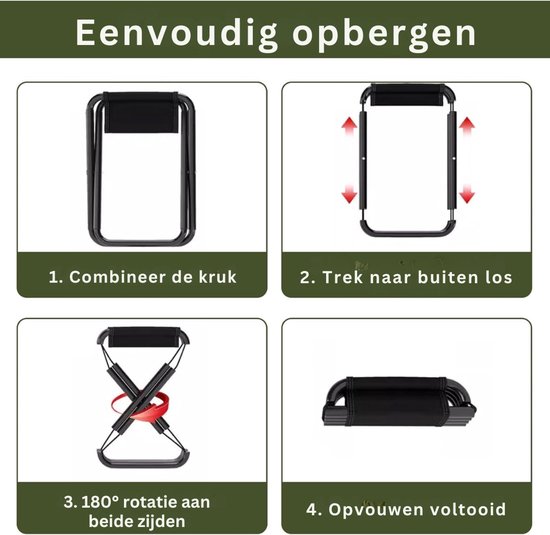DYVNS® Voetenbank buiten - Camping Kruk - Opvouwbaar - Weerbestendig - Zwart — afbeelding 3
