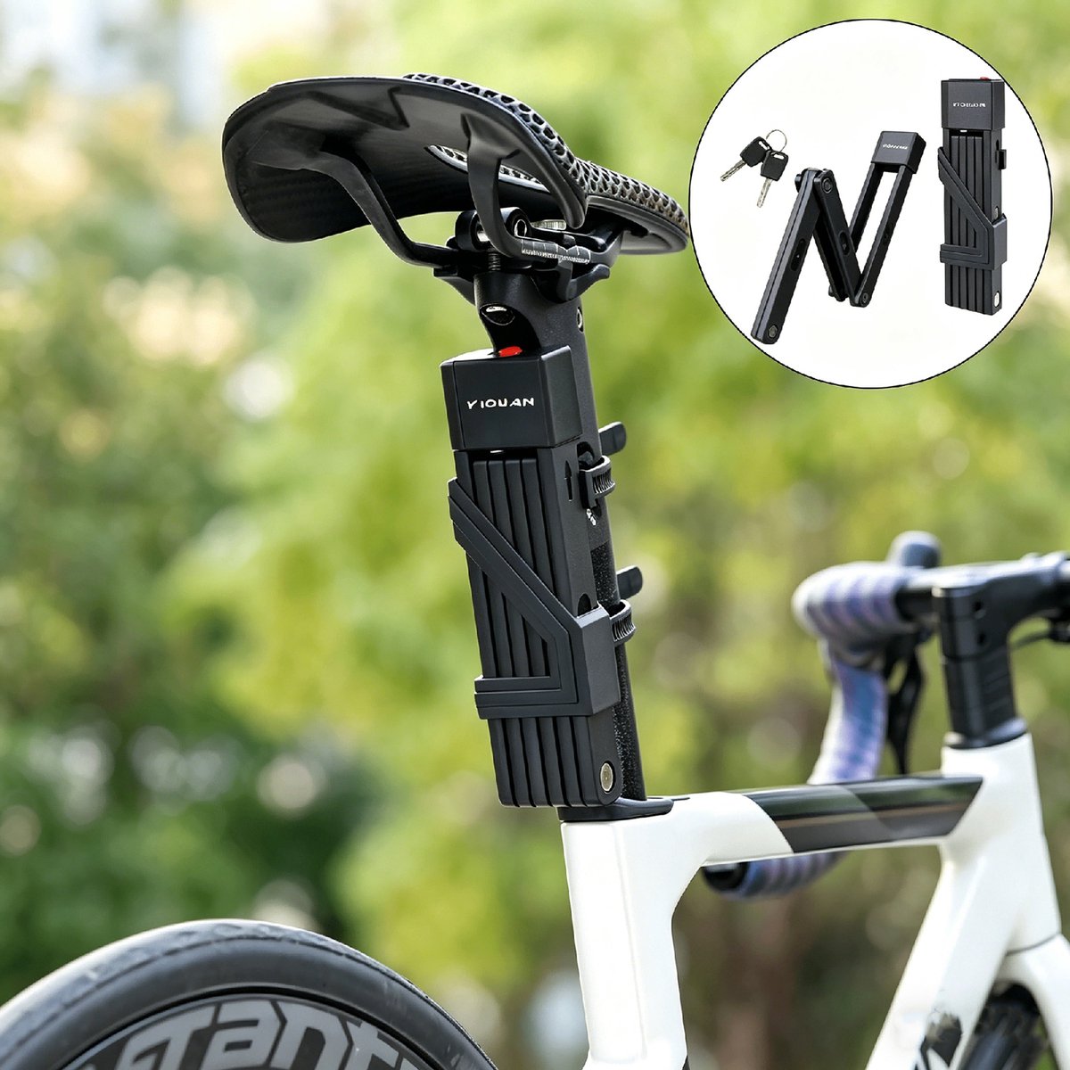 Opvouwbaar fietsslot – compact, met houder en 2 sleutels, voor e-bike en scooter,Vouwslot van gehard staal – antidiefstal – geschikt voor fiets, motor en deur