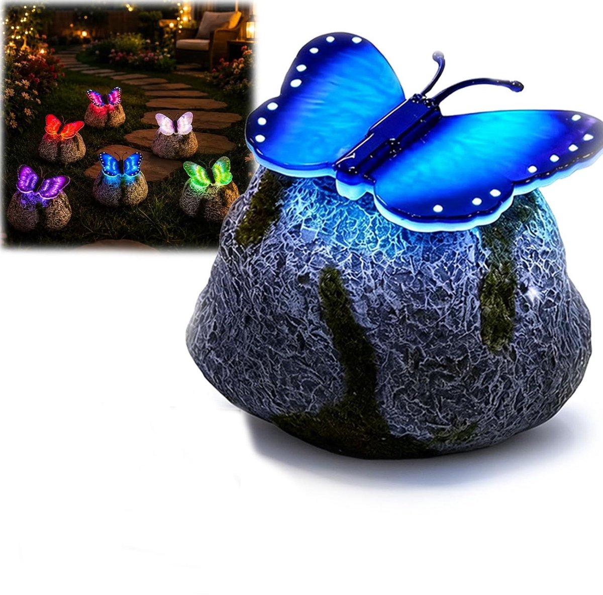 Namajunas - Zonne‑energie vlinder decoratielamp - Energiezuinig - Solar Tuinverlichting - Buitenlamp - Sfeerverlichting - Tuin Decoratie voor Buiten - Waterafstotend - Tuinverlichting op Zonneenergie -Tuinbeelden voor buiten