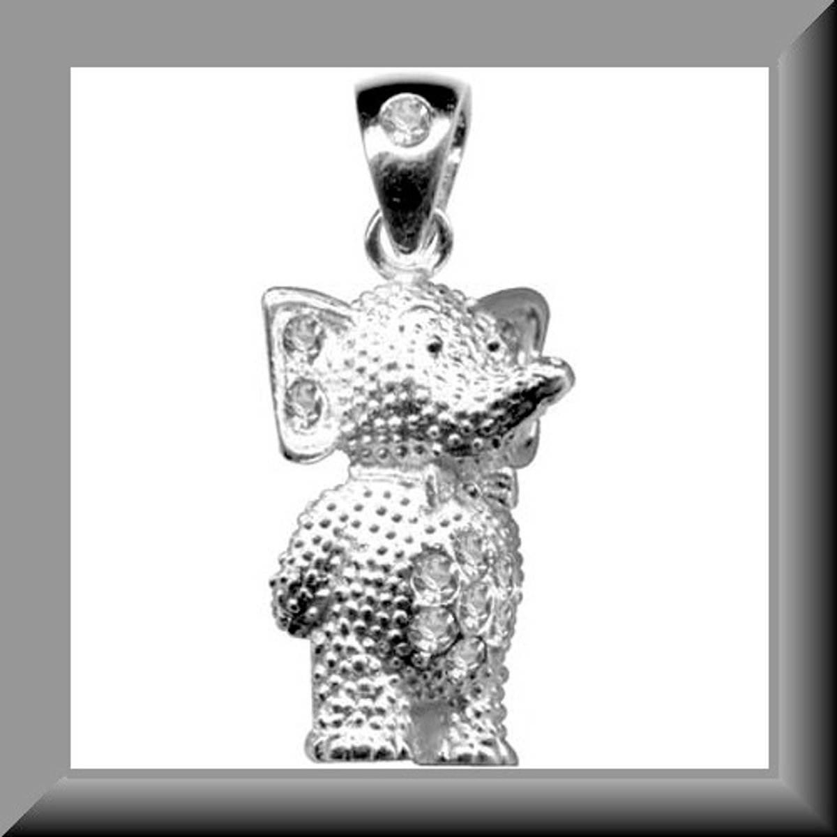 Hetty'S - Lief olifantje -Hanger - van 925 zilver met strass - Maat 24 X 14 mm