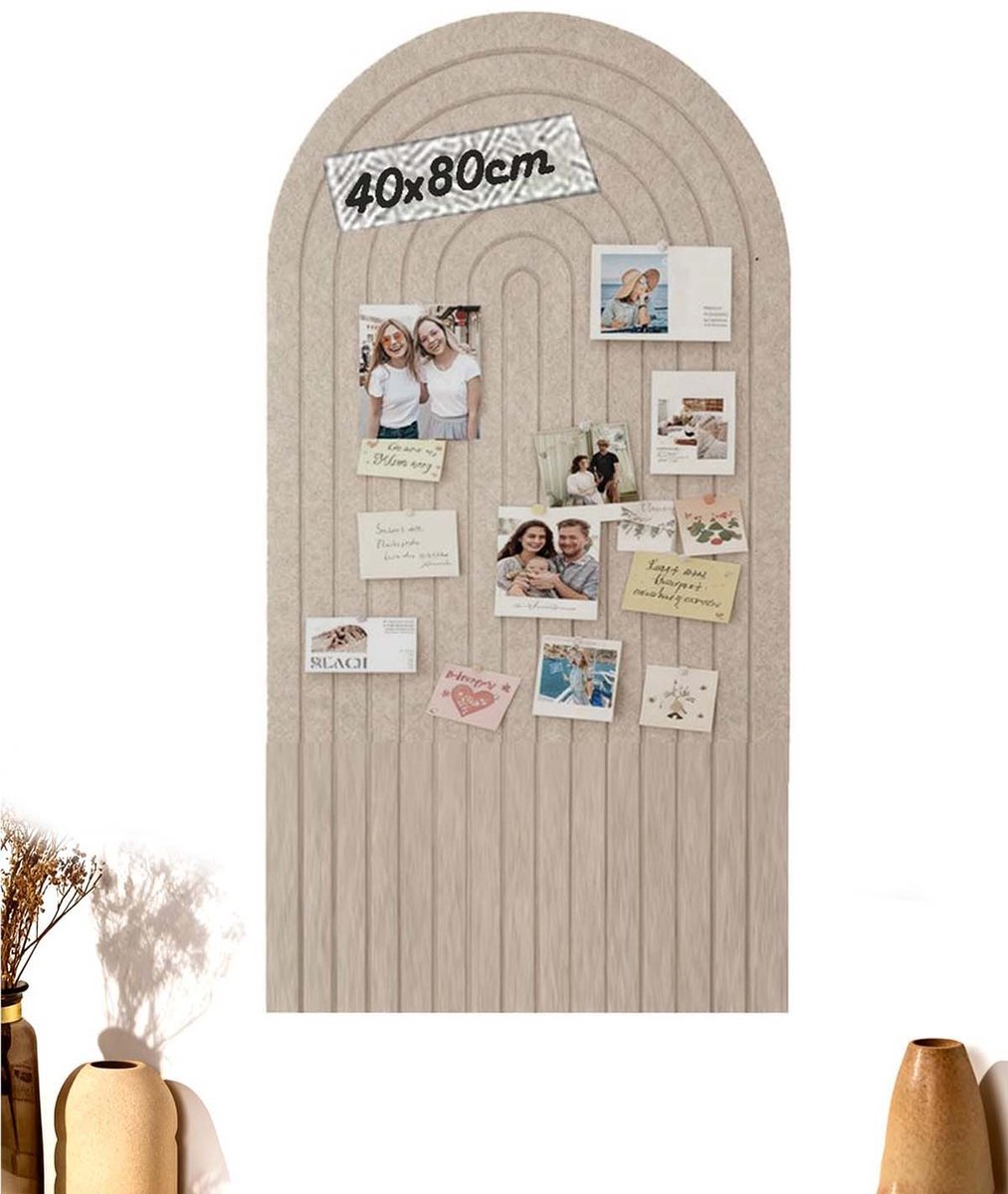 Prikbord 40x80 cm – Groot Vilten Prikbord met Zelfklevend Vilt, Wandbord voor Foto’s, Notities en Decoratie, Alternatief voor Kurkbord voor Kantoor en Thuis – Donker Camel