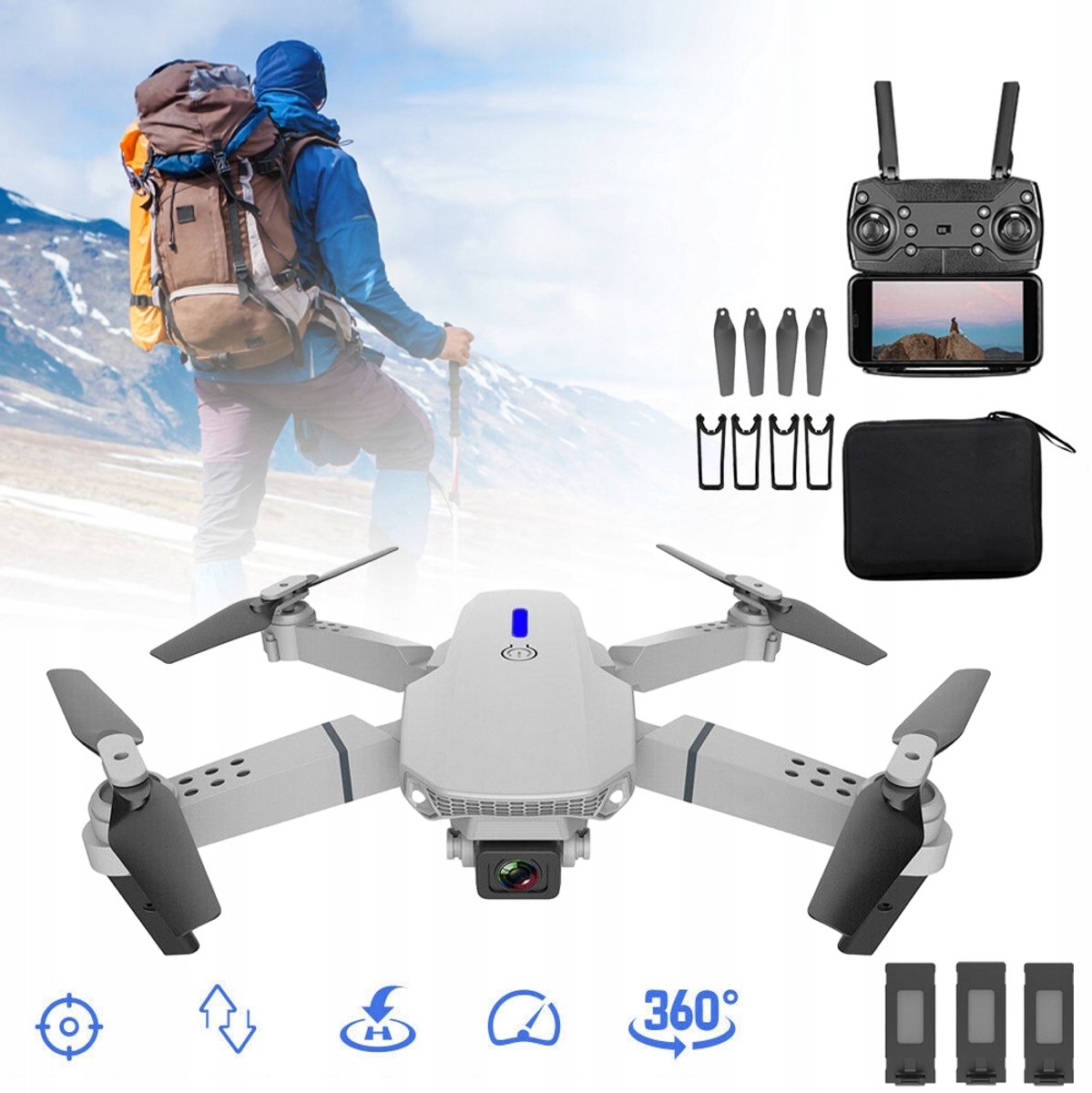 Drone Met Afstandsbediening 4K-Camera Headless-Modus Hoogtebehoud Fotobediening via Gebaren Vluchtvolgsysteem - 15 Minuten Batterijduur 100 Meter Bereik - 2,4 GHz wifi FPV Opvouwbaar - Zwart