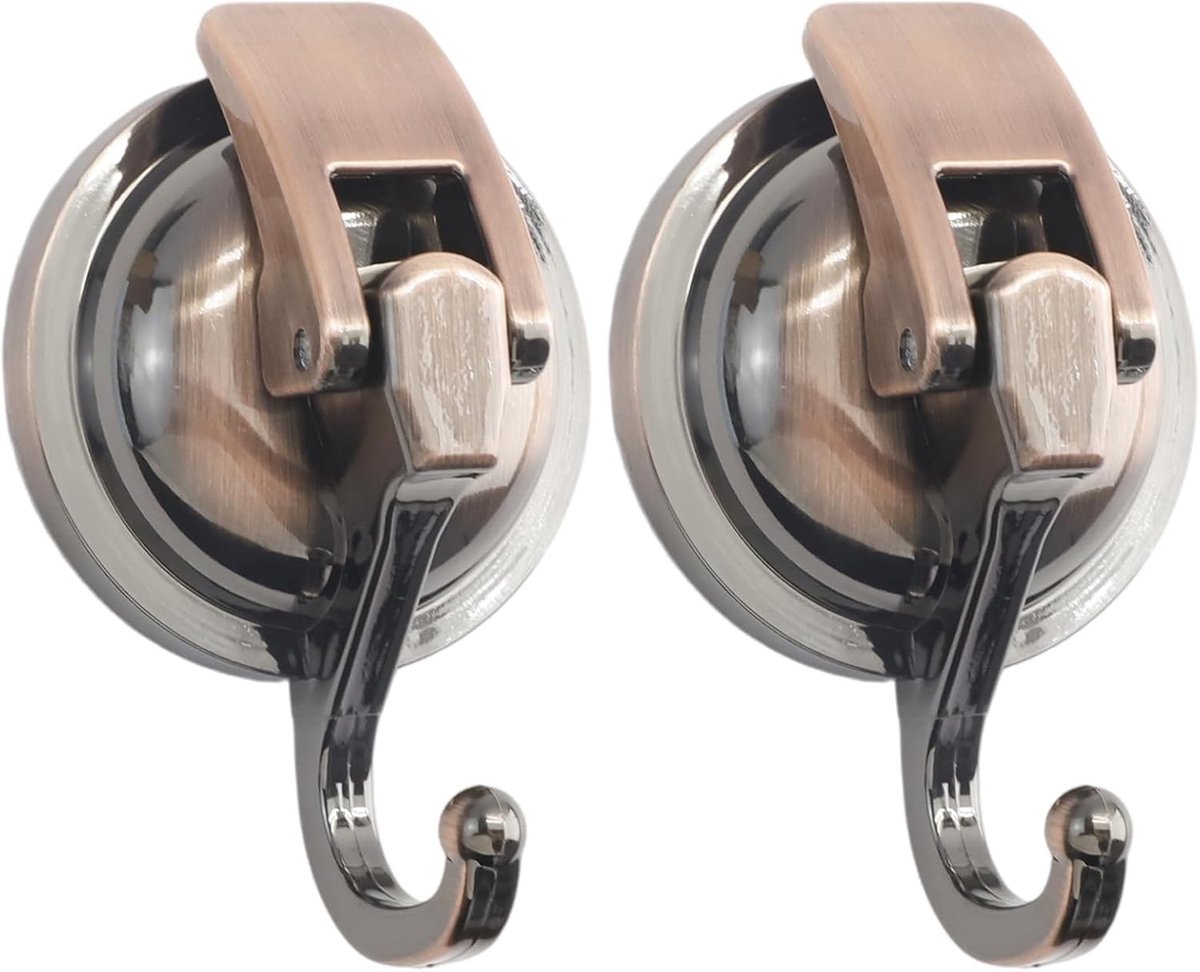 Set van 2 zuignappen met haken voor muurbevestiging, ideaal voor badkamer en keuken