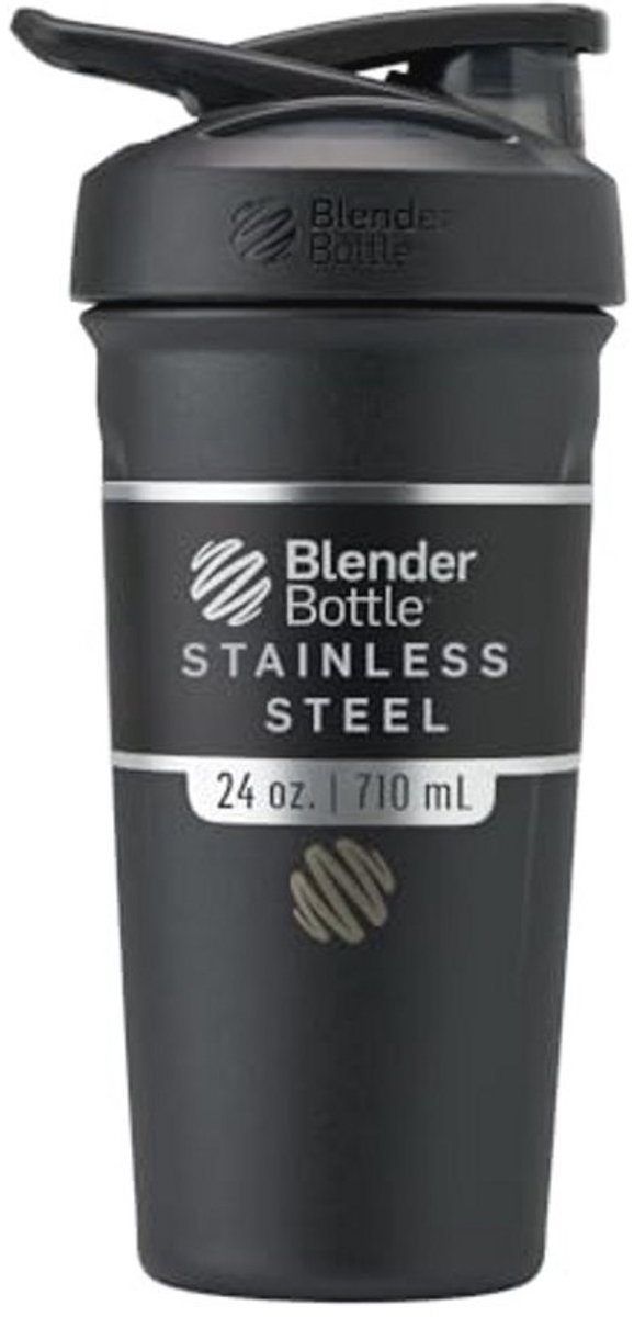 Geïsoleerde Roestvrij Stalen Shaker Cup met Draadgarde - 24 oz, Zwart