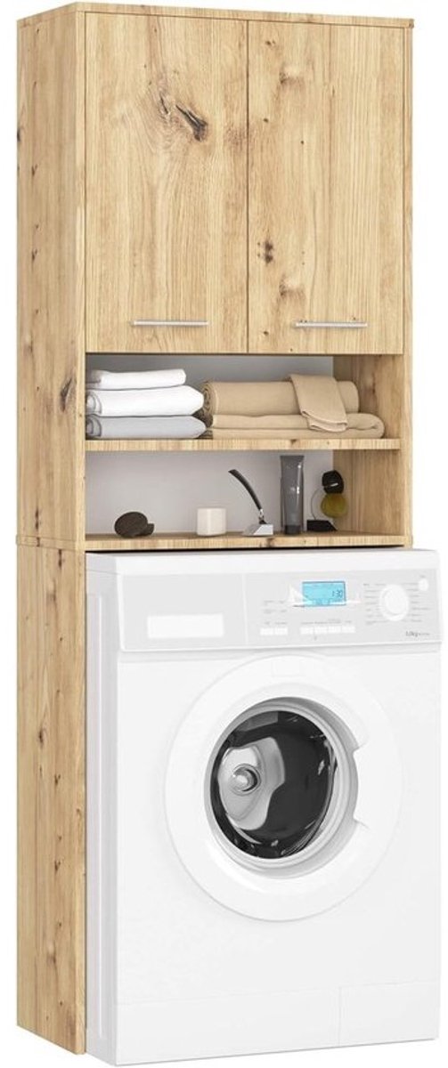 Wasmachine Ombouwkast - Hoge Kast Wasmachine - Ruimte Benutten - Met 2 Deuren - 64 x 180 x 30 cm