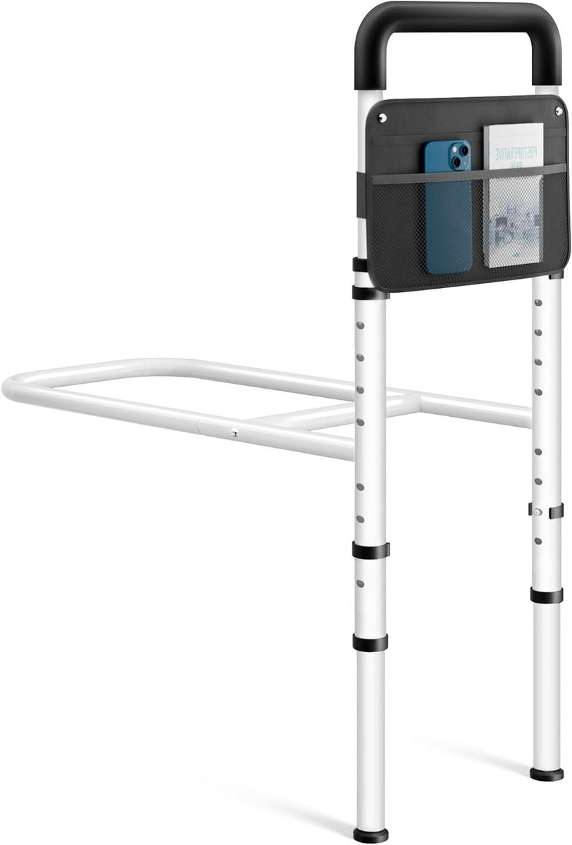 Opstahulp Bedhek - Bedhek Hulp - Veilig Opstaan - In Hoogte Verstelbaar - 31.5 x 58 cm - Zilver