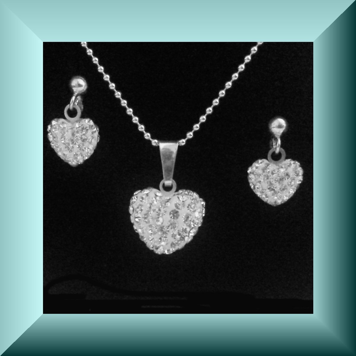 Hetty'S - Schitterend collier, hanger en oorstekers met hartjes