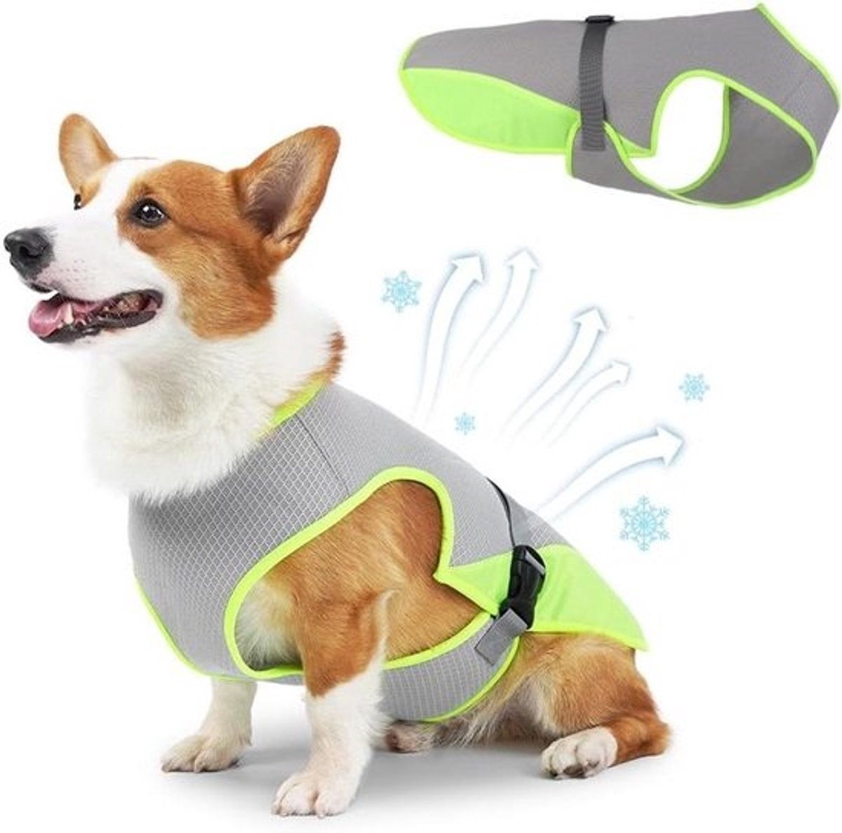 Honden Koelvest - Hondenjas Koelshirt - Hitte Verminderen - Drielaagse Koelstof - Maat M - Grijs