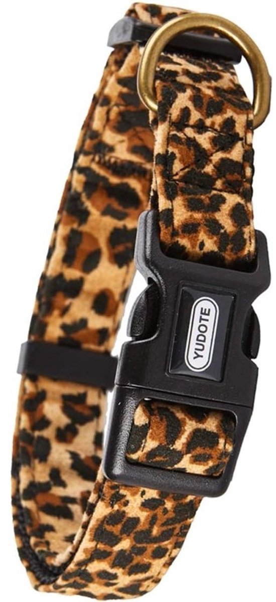 Luxe Verstelbare Hondenhalsband met Luipaardprint - Zacht en Duurzaam Nylon