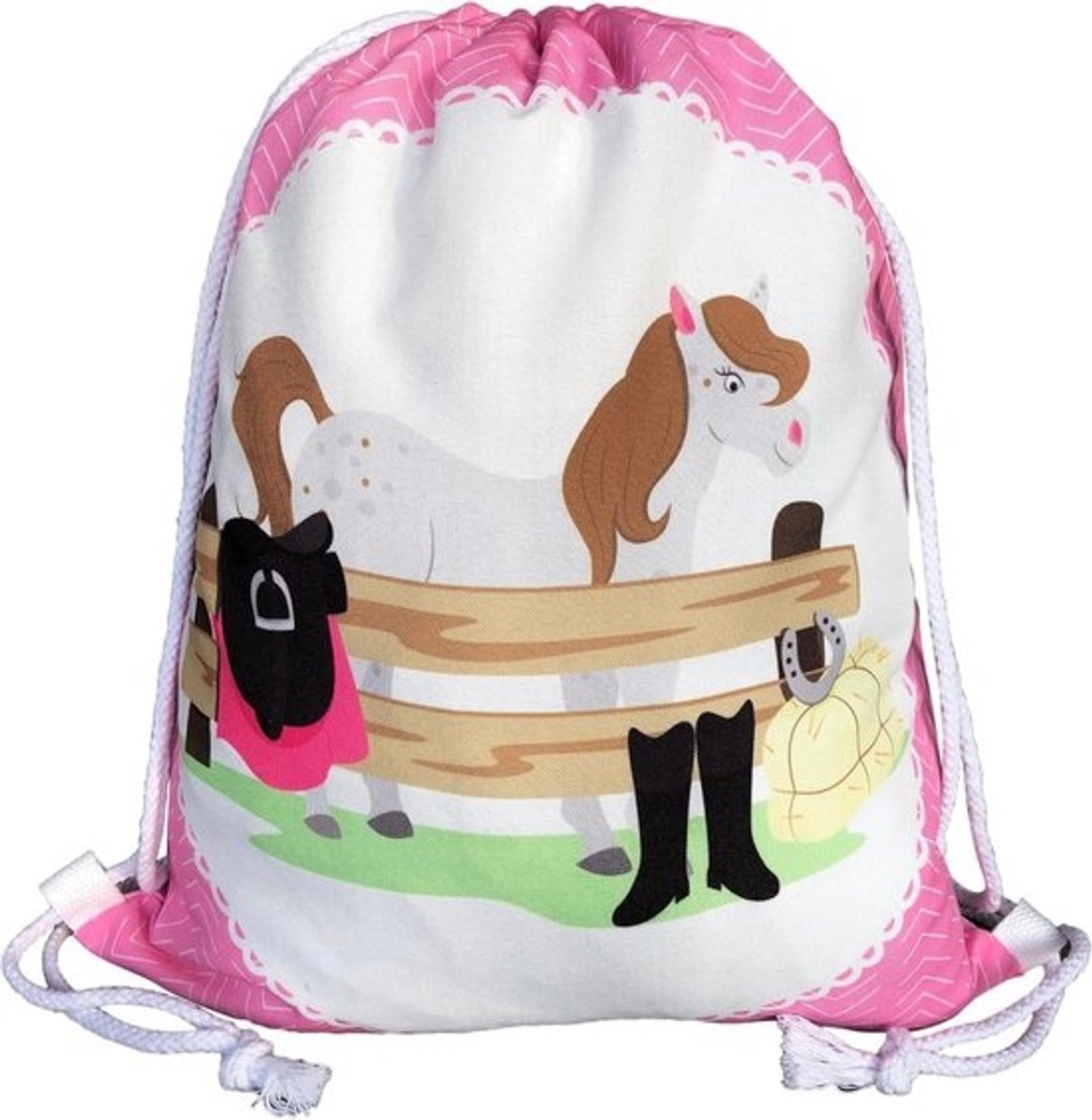 Kinder Gymtas met Paardenprint - Trekkoord Rugzak voor School en Sport - 40x32 cm