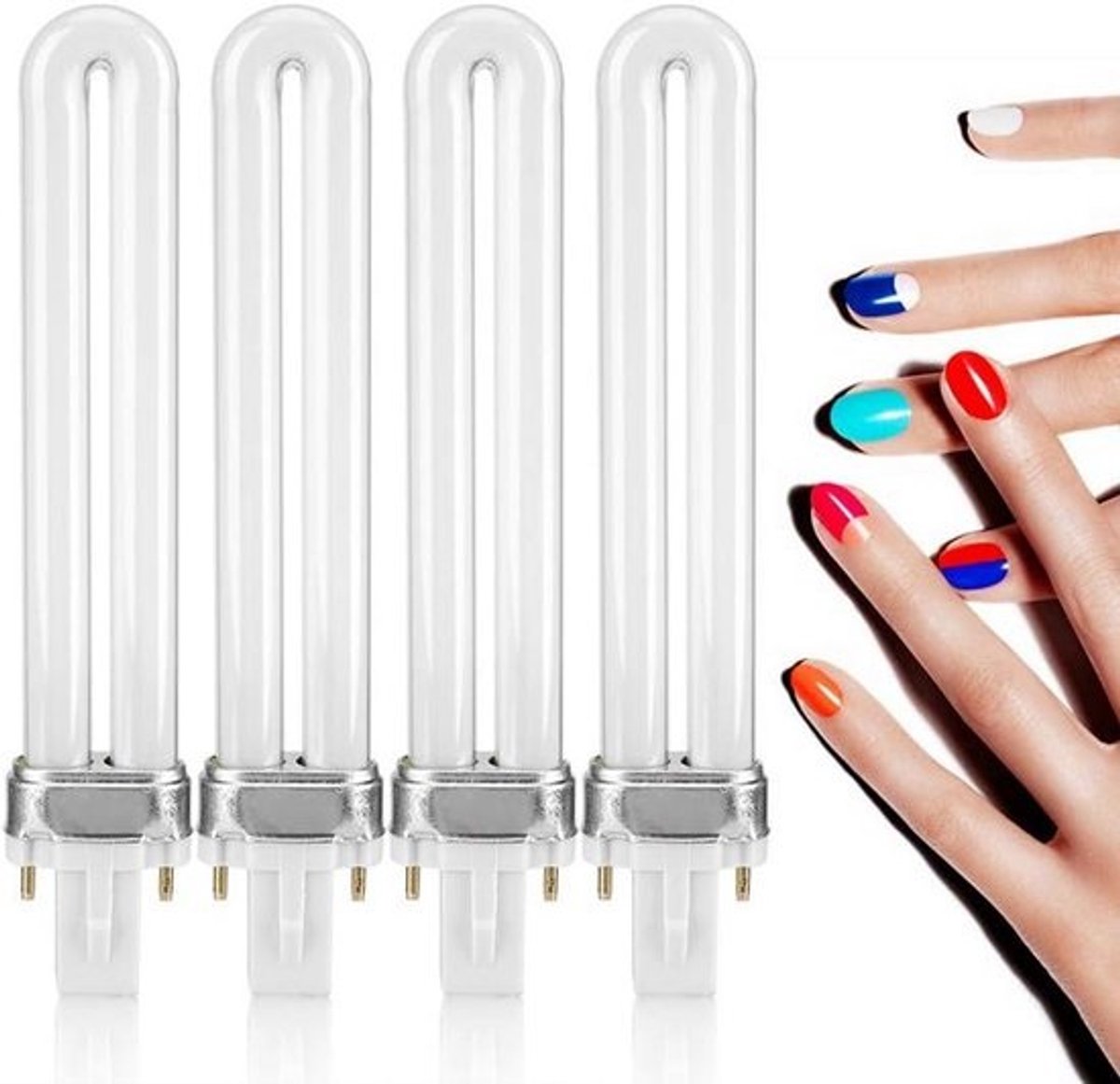 Set van 4x 9W U-Vormige UV Lamp Vervangingsbuizen voor Nageldroger