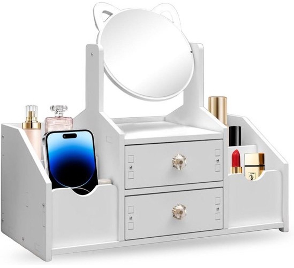 Optische Cosmetica Opbergdoos met Spiegel - Make-up Opbergbox - Cosmetica opslag met spiegel.