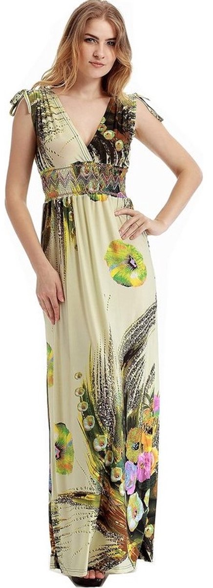 Maxi Zomerjurk Dames - Mouwloze Strandjurk met V-hals, Boho-Style, Chic en Bedrukt