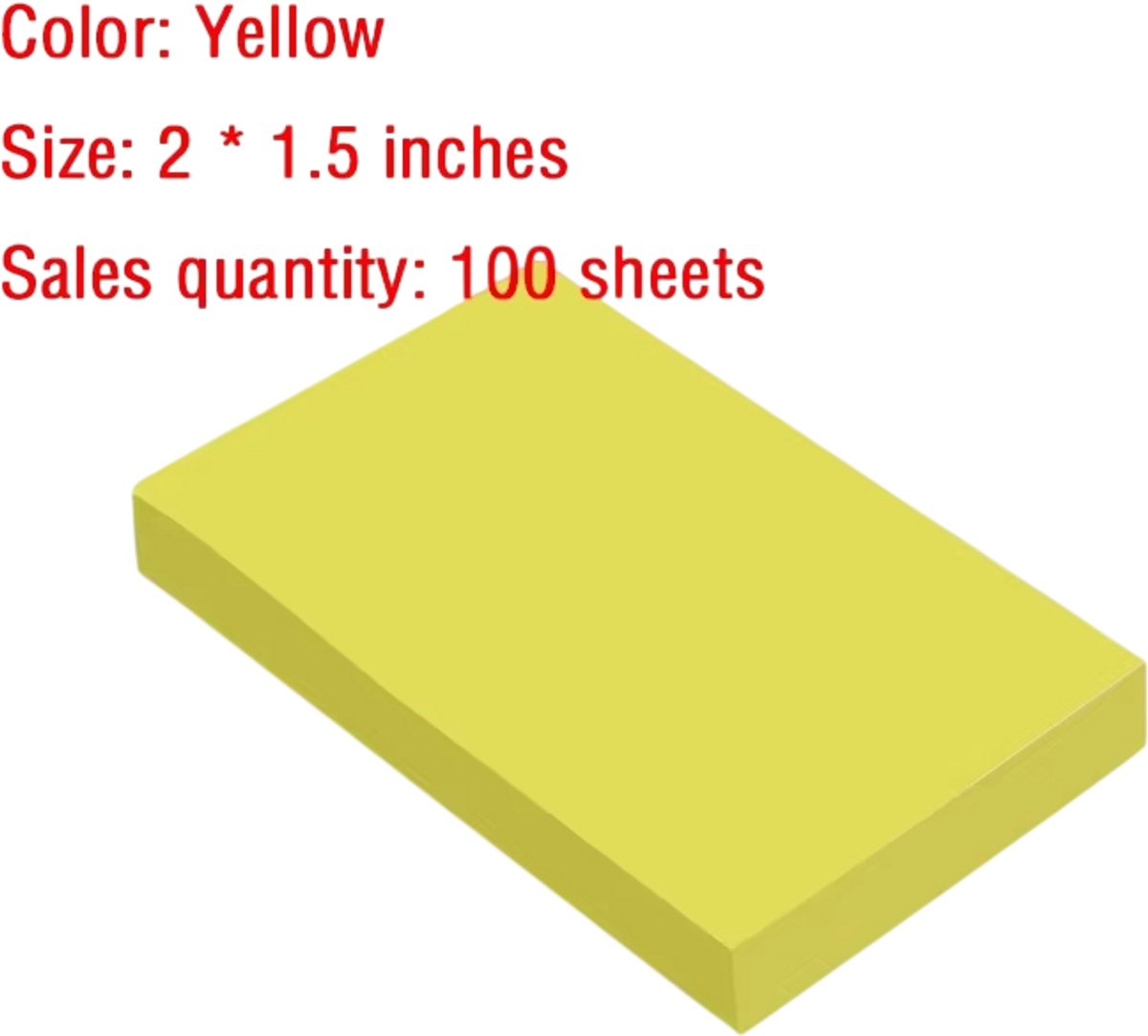 Sticky Notes 100 Vellen – Zelfklevende Memoblaadjes 3,8 x 5 cm, Memo Notitieblok, Plakbriefjes voor Kantoor, School en Planner - Geel
