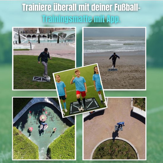 Voetbaltrainingsmat - Balcontrole oefening - Techniek verbeteren - Inclusief trainingsapp - 25x24 cm - Zwart — afbeelding 3