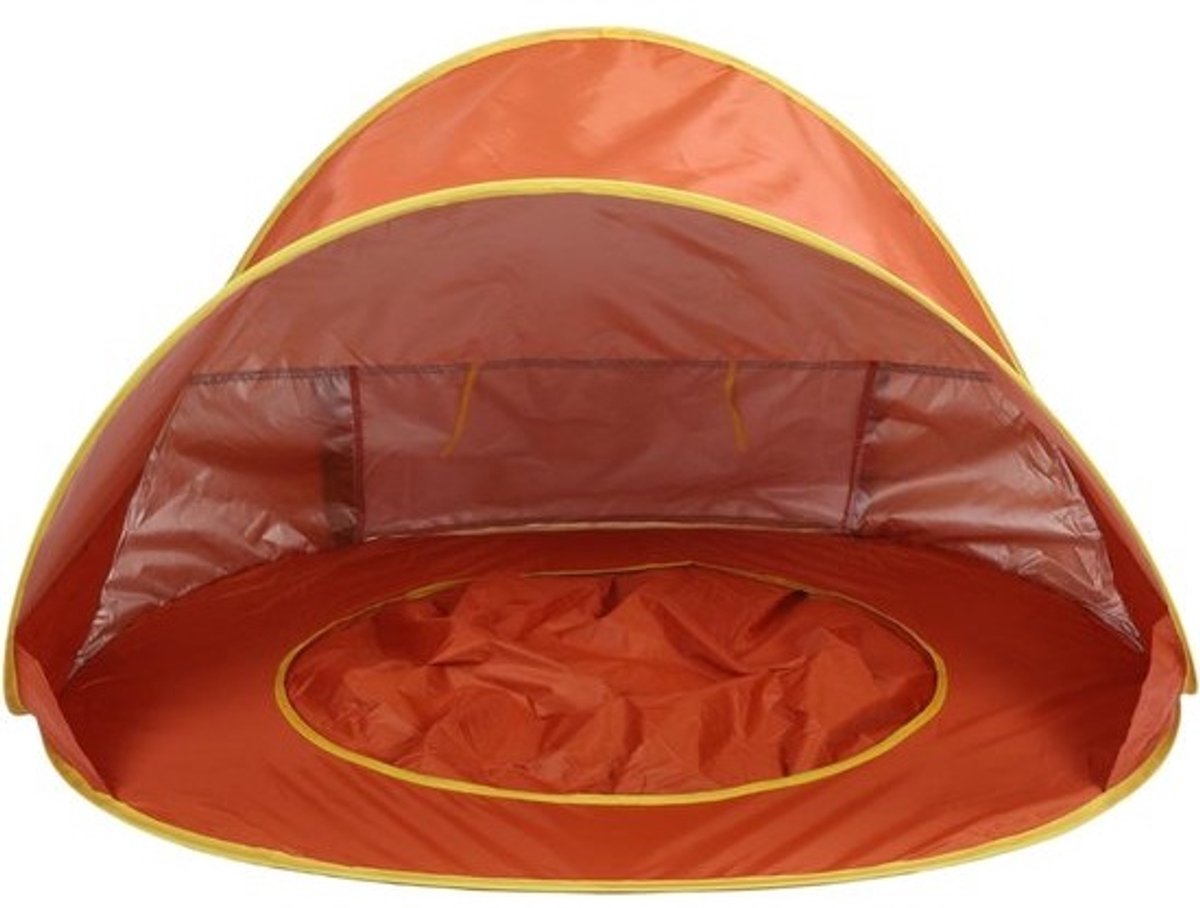 Strandtent Pop-up - Zonnescherm Tent - Bescherming Tegen Zon - Ingebouwd Babyzwembad - 120x80x70 cm - Oranje