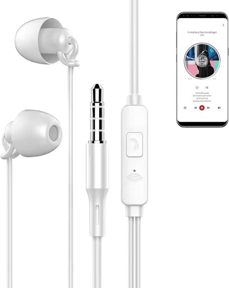 Slaap Oordopjes - Bed Oortjes - Rustig Slapen - Zachte Siliconen - 1.2 Meter Kabel - Wit