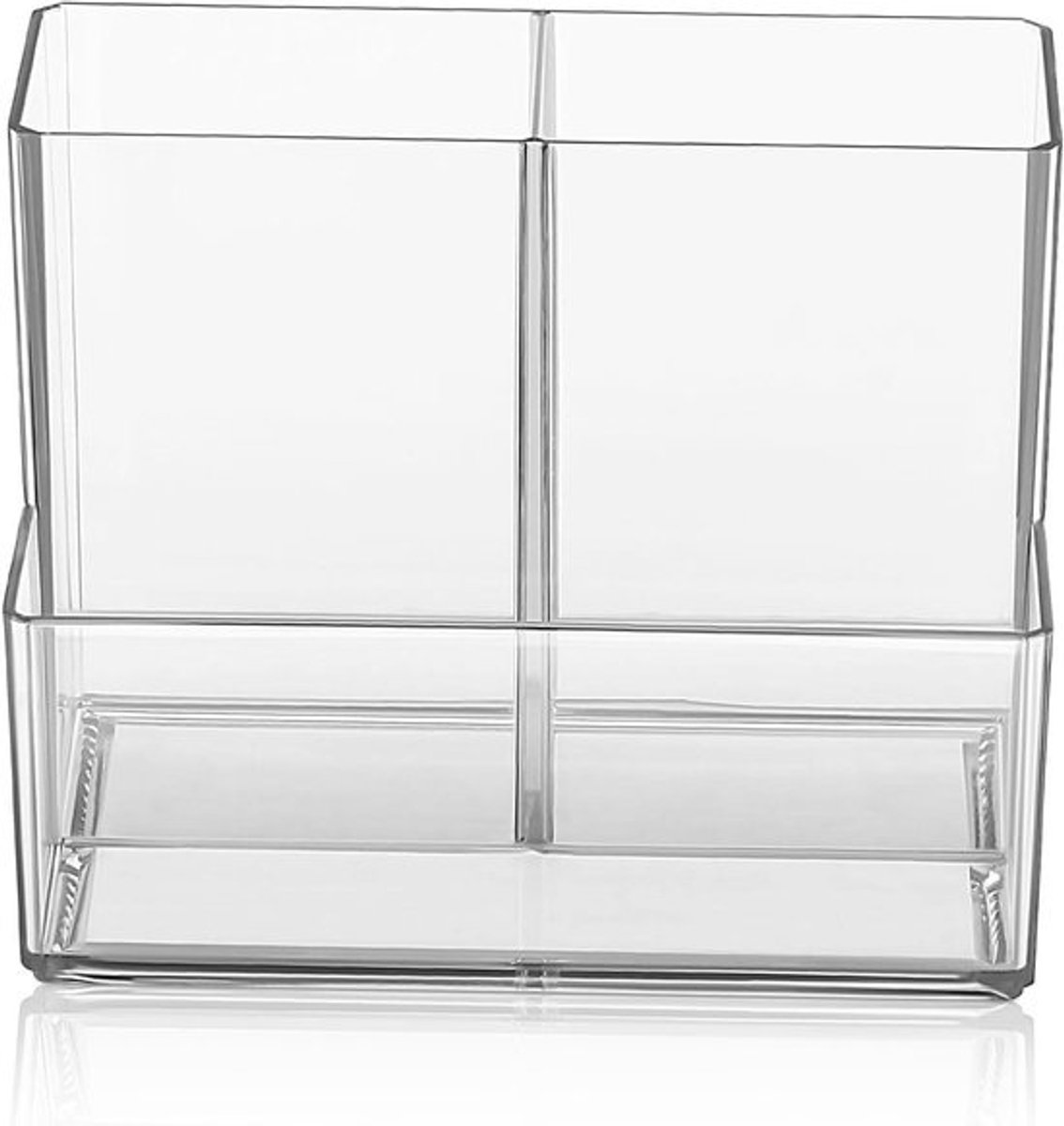 Makeup Organizer - Opbergdoos - Bureau Organiseren - Verdeelde Vakken - 12.5x9.5x8 cm - Transparant